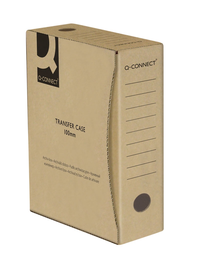 Pudło archiwizacyjne Q-CONNECT, karton, A4/100mm, szare, Pudła archiwizacyjne, Archiwizacja dokumentów