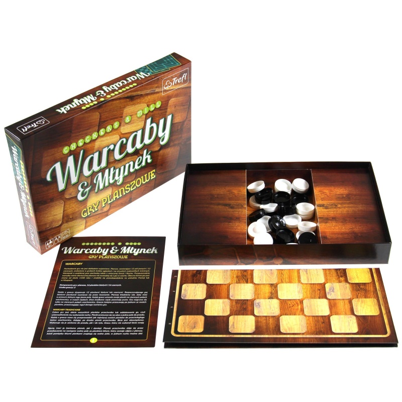 01681 GRA - Warcaby/Młynek klasyczne / Trefl, Planszowe, Gry