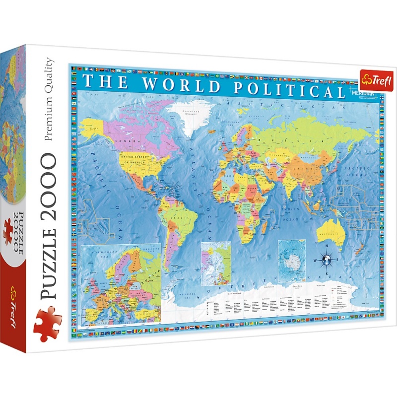 27099 2000 - Polityczna mapa świata / Meridian_L, 2000 element&oacute;w, Puzzle