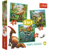 34837 3w1 - Niezwykły świat dinozaur&oacute;w / Trefl, 3w1, Puzzle