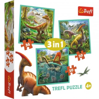 34837 3w1 - Niezwykły świat dinozaur&oacute;w / Trefl, 3w1, Puzzle