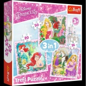 34842 3w1 - Roszpunka, Aurora i Arielka / Disney Princess, Puzzle, Zabawki
