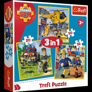34844 3w1 - Strażak Sam w akcji / Prism A&D Fireman Sam, Puzzle, Zabawki