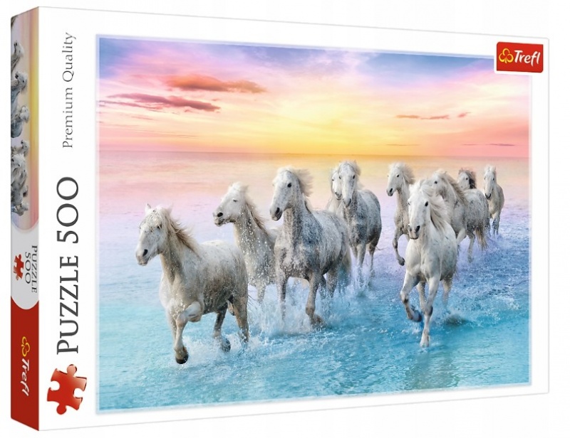 37289 500 - Białe konie w galopie / 500px_L, 500 element&oacute;w, Puzzle