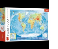 45007 4000 - Wielka mapa fizyczna świata / Meridian_L, Puzzle, Zabawki