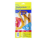 ZESTAW KREŚLARSKI PRATEL Z NADR. TRIBAL, Z LINIJKĄ 16cm ETUI, Akcesoria kreślarskie, Artykuły do pisania i korygowania
