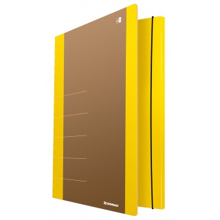 Teczka z gumką DONAU Life, Karton, A4, 500gsm, 3-skrz., żółty, Teczki płaskie, Archiwizacja dokumentów
