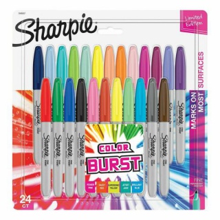 MARKER PERM. FINE COLOUR BURST BL. 24 SZT, Markery, Artykuły do pisania i korygowania