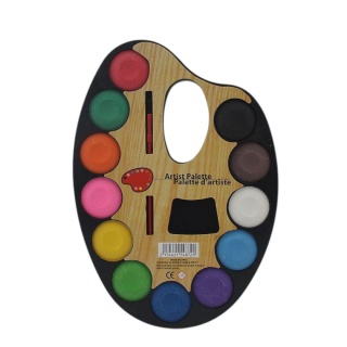 FARBY AKWARELOWE 12 KOLOR&Oacute;W 30mm PALETA, Farby, Plastyka