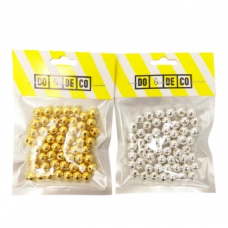 KORALE ZŁOTE/SREBRNE 10mm 55szt LZ10-02, Koraliki, Art. kreatywne