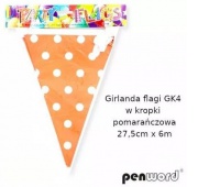 GIRLANDA FLAGI GK4 W KROPKI POMARAŃCZOWA 27,5CMX6M, Podkategoria, Kategoria