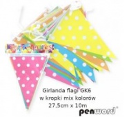 GIRLANDA FLAGI GK6 W KROPKI MIX KOL.27,5CMX6M, Podkategoria, Kategoria