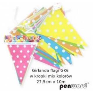 GIRLANDA FLAGI GK6 W KROPKI MIX KOL.27,5CMX6M, Podkategoria, Kategoria