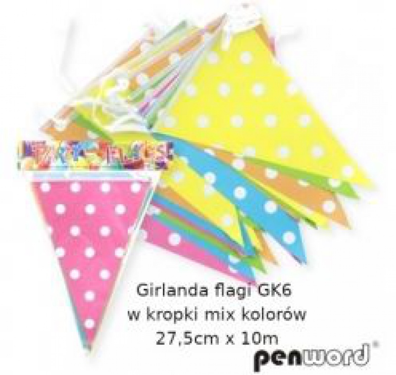 GIRLANDA FLAGI GK6 W KROPKI MIX KOL.27,5CMX6M, Podkategoria, Kategoria