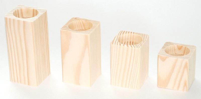 KOMPLET 4 ŚWIECZNIKÓW BUKOWYCH (6,8,10,12CM), Podkategoria, Kategoria