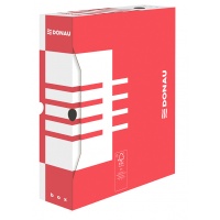 Archive Box DONAU, cardboard, A4/80mm, red