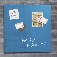 Dry-wipe&magnetic Notice Board 48x48cm glass blue
