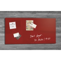 Dry-wipe&magnetic Notice Board 91x46cm glass red