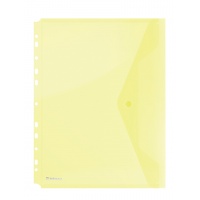 Envelope Wallet press stud PP A4 200 micron perforated yellow