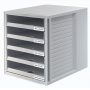 Zestaw 5 szufladek CabinetSet polistyren A4 otwarte szary, Szufladki - zestawy, Drobne akcesoria biurowe