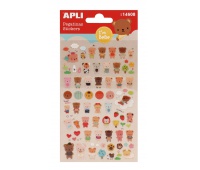 Naklejki APLI Bears, wypukłe, mix kolorów, Produkty kreatywne, Artykuły szkolne