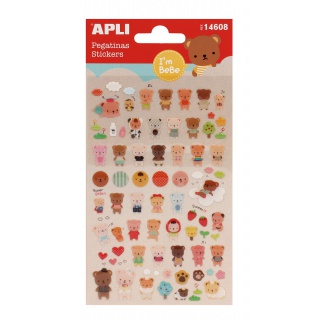 Naklejki APLI Bears, wypukłe, mix kolorów, Produkty kreatywne, Artykuły szkolne
