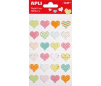 Naklejki APLI Hearts, z filcu, mix kolorów, Produkty kreatywne, Artykuły szkolne