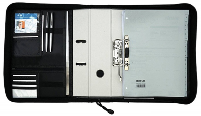 Teczka ALASSIO Easy, poliester, 340x350x80mm, czarna, Torby, teczki i plecaki, Akcesoria komputerowe