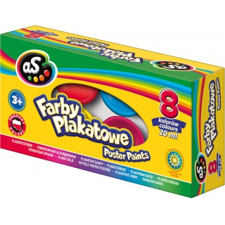 FARBY PLAKATOWE 8 KOL.20ML AS, Plastyka, Artykuły szkolne