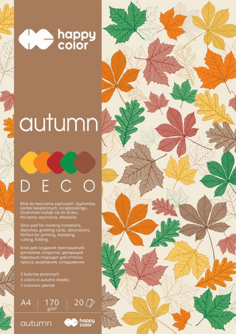 BLOK DECO AUTUMN 170G/M2 A4 20ARK 5KOL. HAPPY COLO, Podkategoria, Kategoria