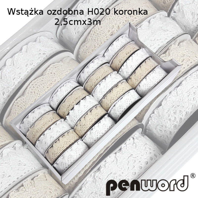 WSTĄŻKA OZDOBNA H020 KORONKA 2,5CMX3M /20/, Podkategoria, Kategoria