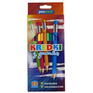 KREDKI OŁÓWKOWE 2555-12-G HEX 12KOL. Z GUMKĄ, Podkategoria, Kategoria