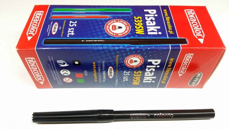 Pisaki Fibra 539 Colorito czarne 25 szt., Flamastry, Artykuły szkolne