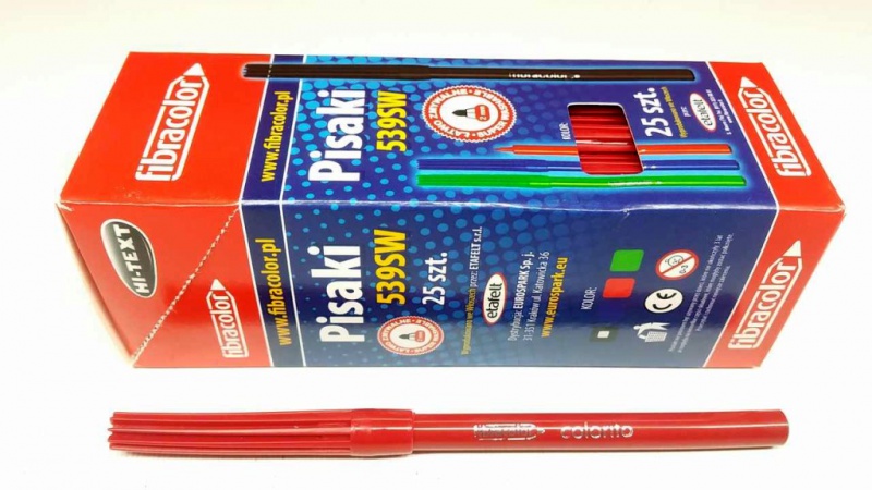 Pisaki Fibra 539 Colorito czerwone 25 szt., Flamastry, Artykuły szkolne