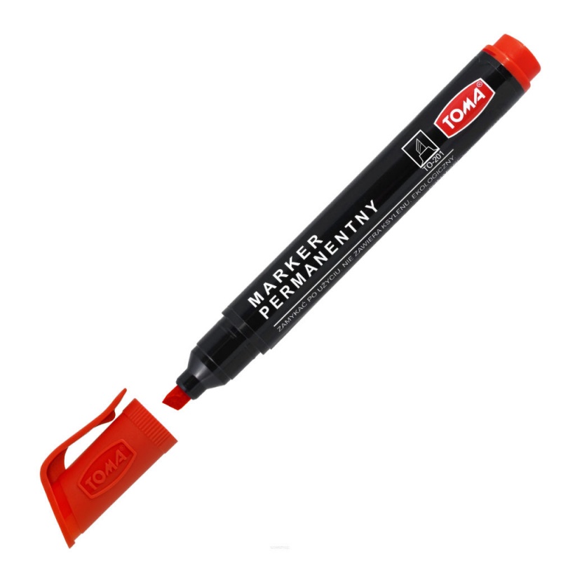 MARKER PERMANENTNY 201 ŚCIĘTY CZERWONY, Markery permanentne, Art. do pisania i korygowania