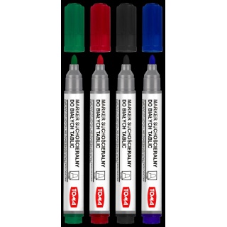 KOMPLET MARKER DO TABLIC OKR. 4 KOLORY +GĄBKA, Markery, Artykuły do pisania i korygowania
