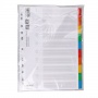 Dividers OFFICE PRODUCTS, cardboard, A4, 227x297mm, 10pcs, laminated index tabs, assorted colours
