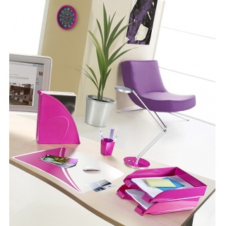 Szufladka na biurko CEPPro Gloss, polistyren, różowa, Szufladki na biurko, Drobne akcesoria biurowe