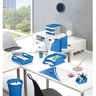 Szufladka na biurko CEPPro Gloss, polistyren, niebieska, Szufladki na biurko, Drobne akcesoria biurowe