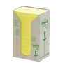 Bloczek samop. ekologiczny POST-IT® (653-1T) 38x51mm 24x100 kart. żółty, Bloczki samoprzylepne, Papier i etykiety