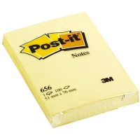 Bloczek samop. POST-IT® (656) 51x76mm 1x100 kart. żółty, Bloczki samoprzylepne, Papier i etykiety