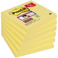 Self-adhesive Pad POST-IT® Super Sticky (654-P6SSCY-EU), 76x76mm, 5+1x90 sheets, yellow, 1 pads FREE
