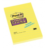 Bloczek samop. POST-IT® Super Sticky (660-S) 102x152mm 1x75 kart. żółty, Bloczki samoprzylepne, Papier i etykiety