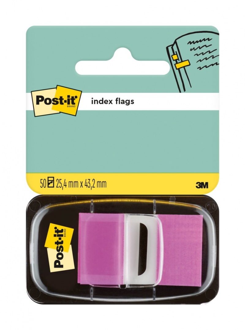 Zakładki indeksujące POST-IT® (680-8), PP, 25,4x43,2mm, 50 kart., purpurowe, Zakładki indeksujące, Papier i etykiety