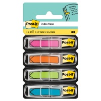 Filing Index Tabs POST-IT® (684-ARR4), PP, 12x43mm, arrow, 4x24 tabs, assorted neon colours
