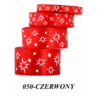 Wstążka satynowa gwiazdki, 12mm/22mb, czerwona, Produkty kreatywne, Artykuły dekoracyjne