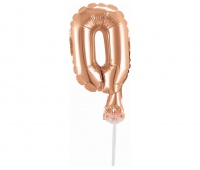 BALON FOLIOWY 13CM. NA PATYCZKU "CYFRA 0" RÓŻ-ZŁ., Podkategoria, Kategoria