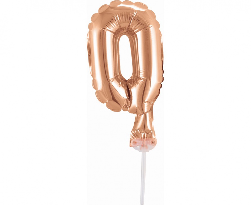 BALON FOLIOWY 13CM. NA PATYCZKU "CYFRA 0" RÓŻ-ZŁ., Podkategoria, Kategoria