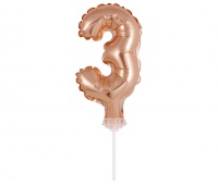 BALON FOLIOWY 13CM. NA PATYCZKU "CYFRA 3" RÓŻ-ZŁ., Podkategoria, Kategoria
