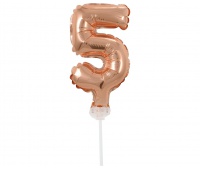 BALON FOLIOWY 13CM. NA PATYCZKU "CYFRA5" RÓŻ-ZŁ., Podkategoria, Kategoria